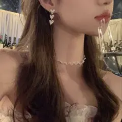 ハート型クリスタルドロップピアス