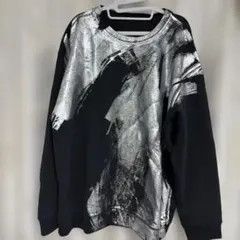 ま*ん様 ZARA スウェット ブラック シルバー ペイント柄 Lサイズのサムネイル