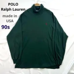 USA製 ポロラルフローレン ハイネック 無地 長袖 Tシャツ ロンT E30