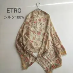 【美品】ETROエトロ シルク100%シフォンロングスカーフショール 大判　春先