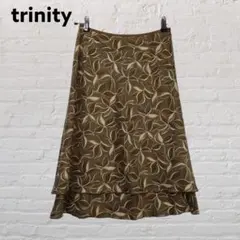 trinity 花柄フレアスカート 日本製 ブラウン M