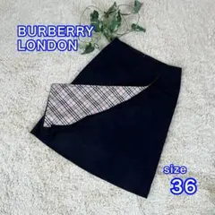 美品✨BURBERRY LONDON ノバチェックラップスカートネイビー36