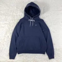 ナイキ 肉厚 プルオーバーパーカー ネイビー 紺 スウッシュ M フーディ ロゴ