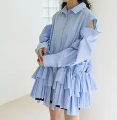 スナイデル SNIDEL リボンシャツ ライトブルー