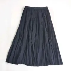 近年【美品✨】ドゥロワー　ロングプリーツスカート シルク100% 紺色 36のサムネイル