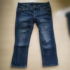 C ダークブルー フレアデニムパンツ