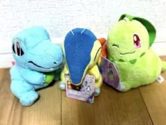 ポケモン ぬいぐるみ 3体セット　ワニノコ　ヒノアラシ　チコリータ　金銀　御三家