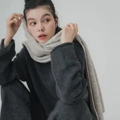 coca ヤク風ニットマフラー　グレー