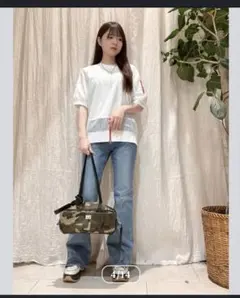 異素材ドッキングメッシュライントップス GALENAのサムネイル