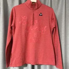Le coq sportif ピンク ストライプ ハーフジップシャツ
