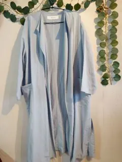 訳あり　ジャーナルスタンダード リネン混 ロングガウンコート ブルー F