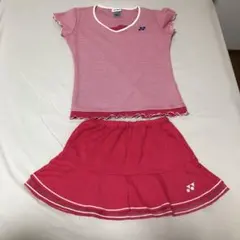 ヨネックス テニスウェア ピンク ストライプ セット