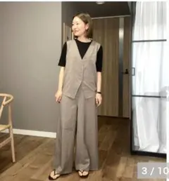 しまむら　アミーコラボ　ベストオールインワン　ベージュ　Mサイズのサムネイル