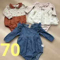 ロンパース　秋　冬　女の子　長袖　70 西松屋　韓国風　花柄　ベビー服