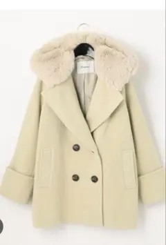 美品グレイスコンチネンタルDiagram ヘムファー付きダブルブレストコート36