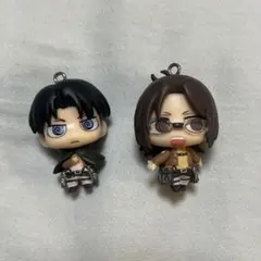 進撃の巨人 リヴァイ兵長　ハンジゾエアッカーマンちみキャラマスコットキーホルダー