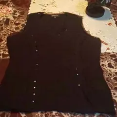 EPoca ／ベスト／カシミヤ100%／ モヘア／40 黒 ビーズ装飾キラキラ☆