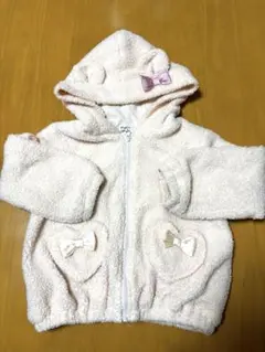 ピューピルハウス アウター 110 ボア リボンパーカー クリーム 耳付き