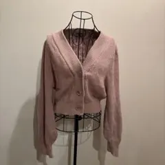 INGNIピンク ボタン付き 長袖カーディガン