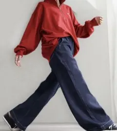 HUG.U 「革命デニム」ワイドパンツ　トール丈