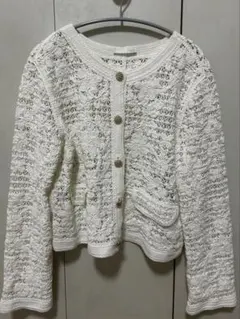 ZARA レース編み ホワイトカーディガン