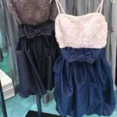 大幅値下aimer パーティドレス リボン取り外し可 バルーン ピンク×ネイビー