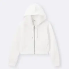【新品タグ付】GU クロップド スウェット フルジップパーカー ホワイト XLのサムネイル