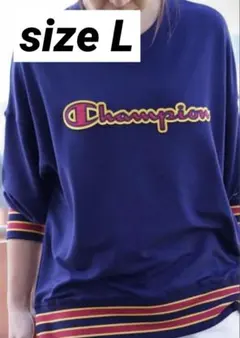 Champion ネイビー Vネック Lサイズ 薄手