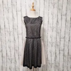 【LANVIN en bleu】ミニワンピース【36】黒×ピンク　ノースリーブのサムネイル