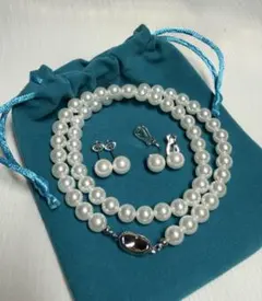 A6836真珠　ネックレス　ピアス　イヤリング　貝パール　冠婚葬祭　アクセサリー