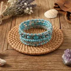 ターコイズ エスニックブレスレット 5本セット レディース メンズ アクセサリー