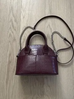 2wayバーガンディ クロコダイル風合皮 ショルダーバッグ