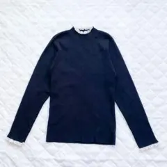90s vintage レース襟 リブニットセーター ガーリー フェミニンのサムネイル