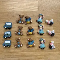 デコパーツ ミニチュア ボタンまとめ売り バス クマ アヒル 女の子