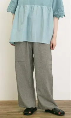サマンサモスモス　レーヨン麻ゆるストレートパンツ