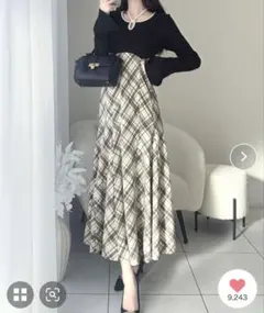 チョーカー使い配色パイピングカットソードッキングチェックワンピース