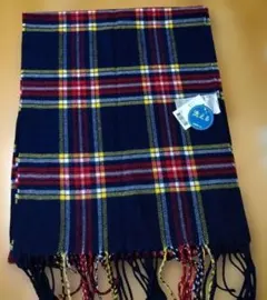 ［新品未使用］ネイビー チェック マフラー　アクリル