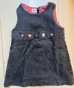 familiar デニム ジャンバースカート刺繍付き 80cm