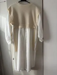 ニットベスト　シャツワンピース