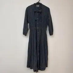 surya ボウタイ付き長袖ワンピース