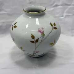 【備品】香蘭社　花瓶　磁器　かびん　壺　バラ柄　金縁のサムネイル