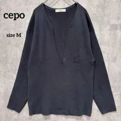 セポ ニット 長袖 プルオーバー M 紺色 カジュアル レイヤード
