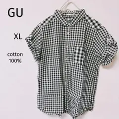 GUジーユー　ギンガムチェック柄半袖シャツ　XL 大きいサイズ