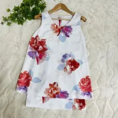 ★美品★【リエンダ】 ワンピース 膝丈 花柄 お呼ばれ Mサイズ レイヤード