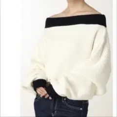 GYDAバイカラーケーブルニットトップス