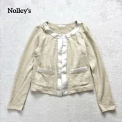 【ノーリーズ】M ノーカラー 長袖 カーディガン ベージュ　ラメ入りのサムネイル