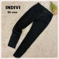 【インディヴィ】スキニーパンツ 36 ブラック ストレッチ 美脚 シンプル