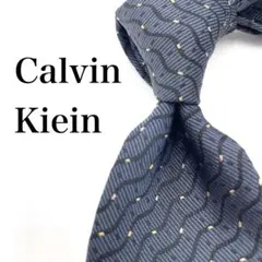 美品✨CalvinKlein CK ネクタイ　ストライプ　シルク　絹　ネイビー