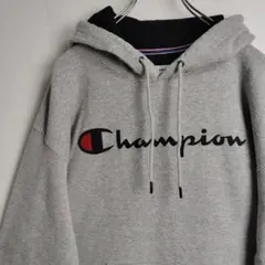 チャンピオン パーカー スウェット フーディ グレー プリントロゴ メンズ4XL