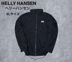 美品 HELLY HANSEN ヘリーハンセン 刺繍ロゴ ナイロンジャケット 黒